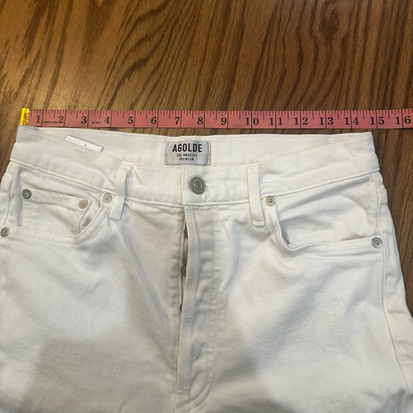 Agolde Criss Cross Straight Leg Jeans Size 27 White Button Fly Raw Hem Women's - Picture 7 of 10